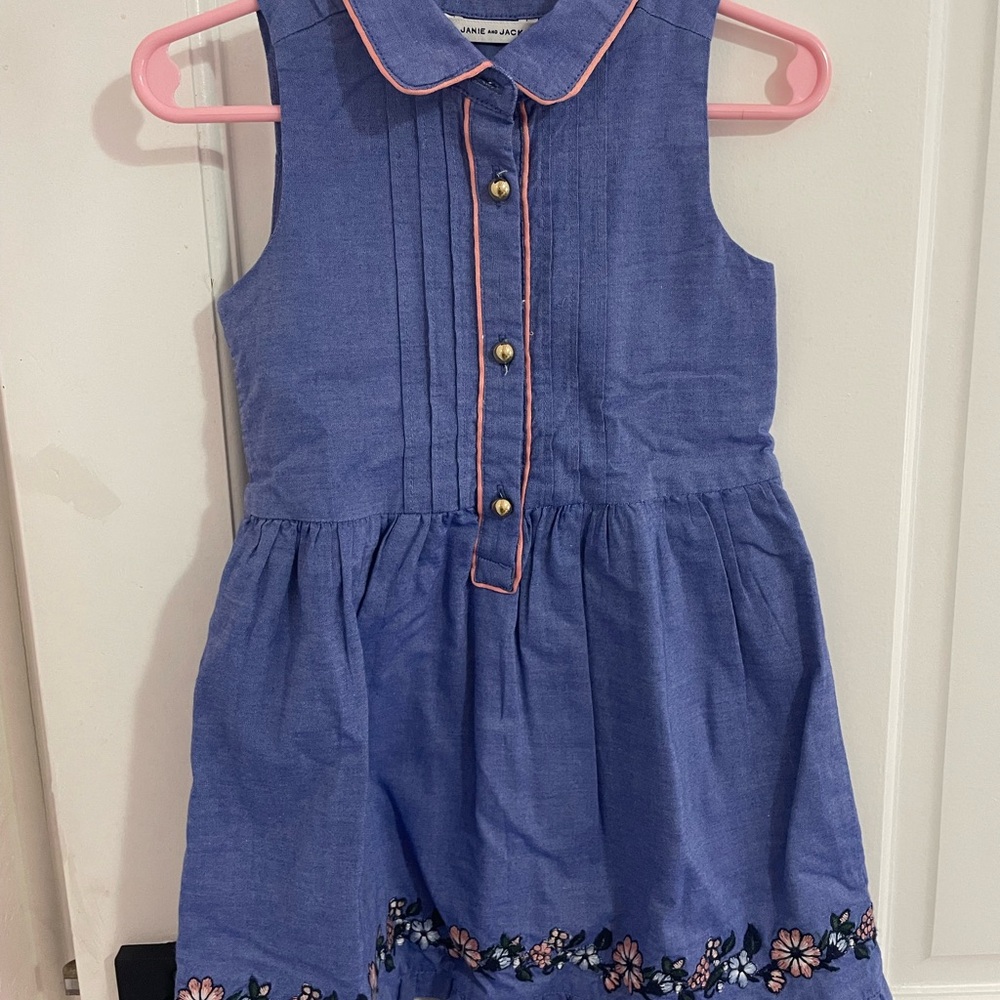 Janie and Jack Blue Sleeveless Sundress with Peter Pan Collar